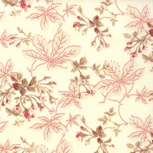 3 Sisters Papillon Fabric - Leaves & Rosebuds - Ivory (4072 11)