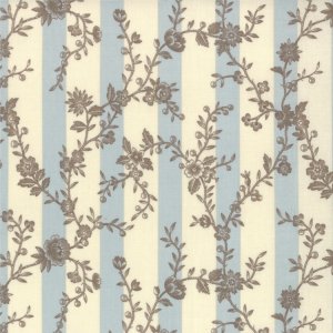 3 Sisters Papillon Fabric - Botanical Stripe - Aqua Ivory (4076 11)
