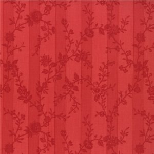 3 Sisters Papillon Fabric - Botanical Stripe - Scarlet (4076 13)