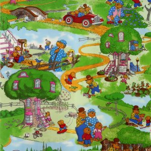 Berenstain Bears Welcome to Bear Country Fabric - Bear Country Scenic - Summer (55500 11)