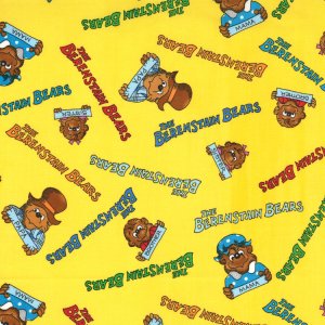 Berenstain Bears Welcome to Bear Country Fabric - Signature Characters - Yellow (55503 12)