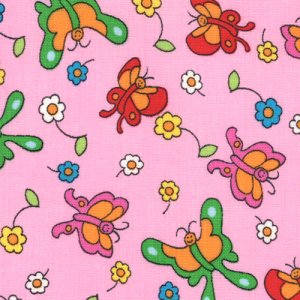 Berenstain Bears Welcome to Bear Country Fabric - Butterfly Friends - Pink (55505 18)