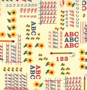American Jane School Days Fabric - ABC & 123 - Manilla (21611 18)