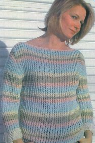 Muench Yarn Patterns - Cascading Capri Stripe Sweater Pattern