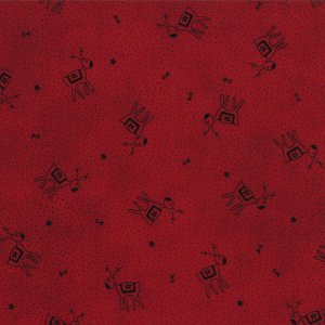 Primitive Gatherings Seasonal Little Gatherings Fabric - Reindeer - Crimson (1068 33)