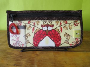 Chicken Boots Notions Case - Opal Owl (Stitch Red)