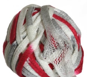 Knitting Fever Flounce Yarn - 23 Red, White, Silver