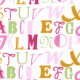 Annette Tatum Little House Flannel - Letters - Pink Fabric photo