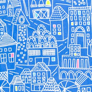 Erin McMorris Irving Street Flannel Fabric - Downtown - Blue