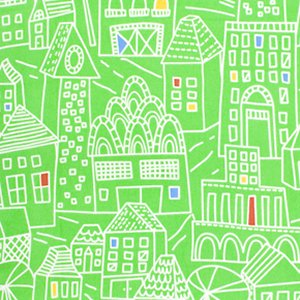 Erin McMorris Irving Street Flannel Fabric - Downtown - Green