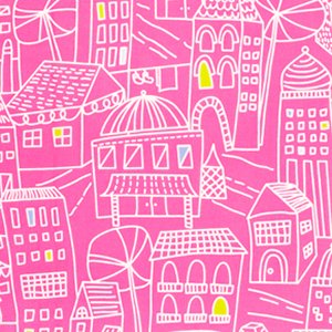 Erin McMorris Irving Street Flannel Fabric - Downtown - Pink