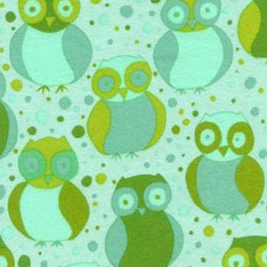 Valori Wells Della Flannel Fabric - Little Owls - Grass