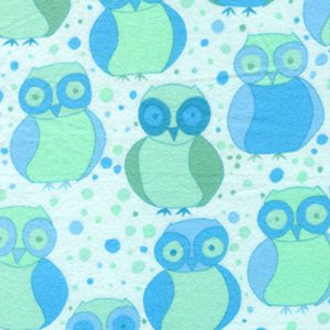 Valori Wells Della Flannel Fabric - Little Owls - Ocean