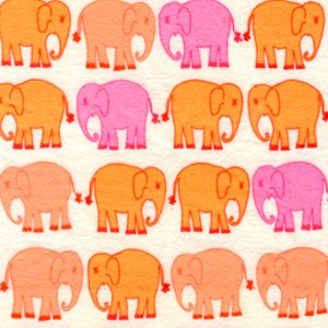 Valori Wells Bliss Flannel Fabric - Elephant March - Tangerine