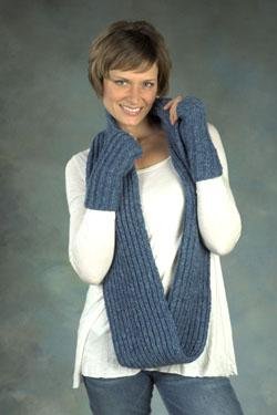 Plymouth Yarn Women's Accessory Patterns - 2384 Baby Alpaca Aire Brioche Infinity Scarf & Mitts Pattern