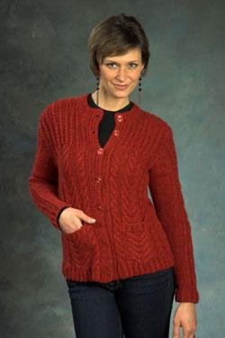 Plymouth Yarn Jacket & Cardigan Patterns - 2386 Baby Alpaca Aire Woman's Cable Cardigan Pattern