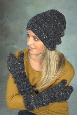 Plymouth Yarn Women's Accessory Patterns - 2408 Europa Tweed Hat, Mit, Shawl Set Pattern