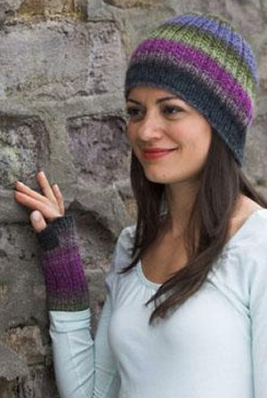 Plymouth Yarn Women's Accessory Patterns - 2417 Gina Fingerless Mitts & Hat Pattern