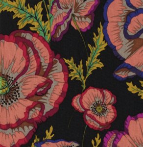 Philip Jacobs Banded Poppy Fabric - Black