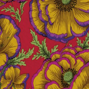 Philip Jacobs Banded Poppy Fabric - Carmine