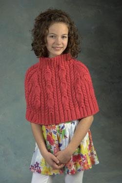 Plymouth Yarn Baby & Children Patterns - 2403 Encore Worsted Child's Cabeled Capelet Pattern