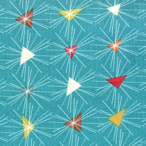 Jenn Ski Mod Century Fabric - Triangle Sun Rays - Turquoise (30512 16)
