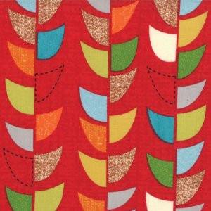 Jenn Ski Mod Century Fabric - Vine Stripe - Ruby (30515 12)