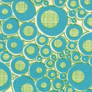 Jenn Ski Mod Century Fabric - Pod Dots - Cream Turquoise (30516 11)