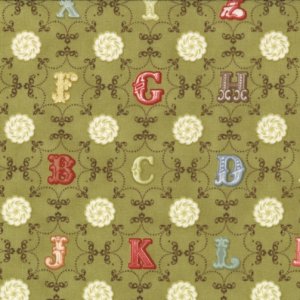 Julie Comstock Odds And Ends Fabric - From A to Z - Leaf (37045 15)
