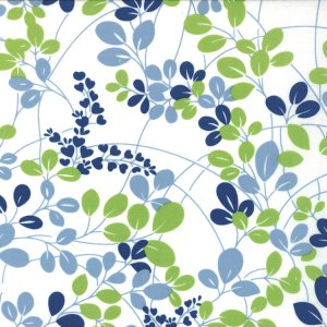 V and Co. Simply Color Fabric - Sprigs - White Navy Lime (10801 11)