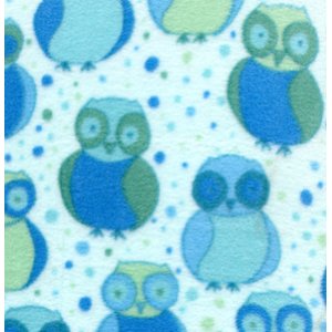 Valori Wells Della Micro Fleece Fabric - Little Owls - Ocean