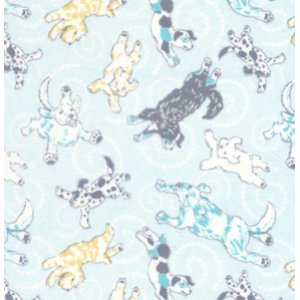 Annette Tatum Soliel Flannel Fabric - Flying Pups - Blue