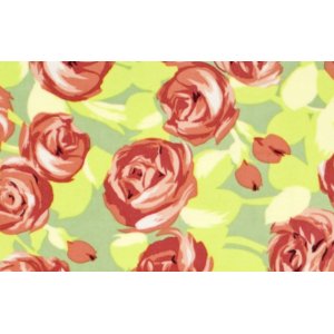 Amy Butler Love Flannel Fabric - Tumble Roses - Tangerine