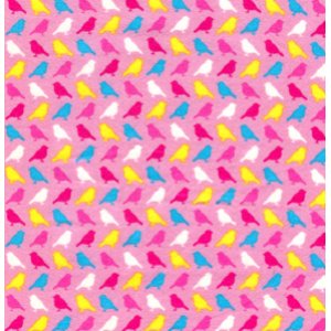 Erin McMorris Irving Street Flannel Fabric - Birds - Pink