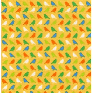 Erin McMorris Irving Street Flannel Fabric - Birds - Yellow