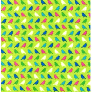 Erin McMorris Irving Street Flannel Fabric - Birds - Green