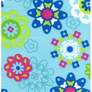 Erin McMorris Irving Street Flannel Fabric - Flower Power - Blue