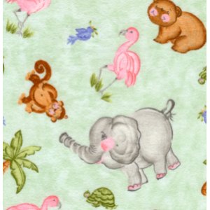 Donna Dewberry Noah's Ark Flannel Fabric - Tossed Animals - Green