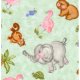 Donna Dewberry Noah's Ark Flannel - Tossed Animals - Green Fabric photo