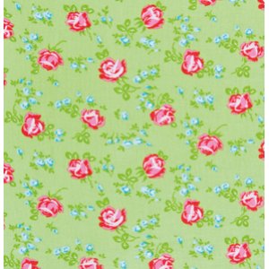 Tanya Whelan Sugarhill Flannel Fabric - Scattered Roses - Green