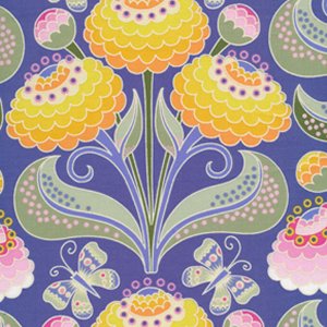 Jane Sassaman Garden Divas Fabric - Zinnias - Pastel