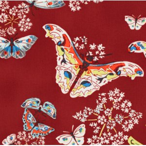 Amy Butler Alchemy Quilt Cotton Fabric - Queen Ann's Butterflies - Ruby
