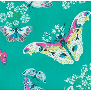 Amy Butler Alchemy Quilt Cotton Fabric - Queen Ann's Butterflies - Topaz