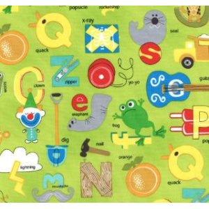 Tim and Beck Apple Jack Fabric - ABC's - Lime (39510 16)