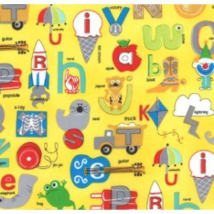 Tim and Beck Apple Jack Fabric - ABC's - Yellow (39510 17)