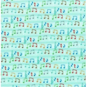 Tim and Beck Apple Jack Fabric - Musical Notes - Aqua (39515 12)