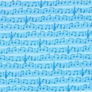 Tim and Beck Apple Jack Fabric - Musical Notes - Blue (39515 14)