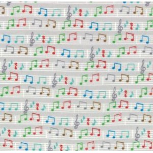 Tim and Beck Apple Jack Fabric - Musical Notes - Grey (39515 19)