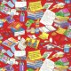 Berenstain Bears Bear Country School - Messy Desk - Red (55513 12) Fabric photo