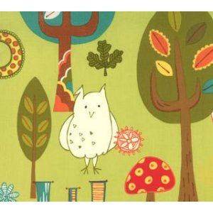 Keiki Mind Your Ps & Qs Fabric - Forest Critters - Chartreuse (32710 12)